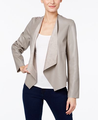 INC International Concepts Lace-Back Faux-Leather Jacket, Only at Macy's