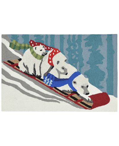Liora Manne Front Porch Indoor/Outdoor Toboggan Bears Snow 2' x 3' Area Rug