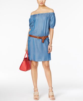 denim peasant dress