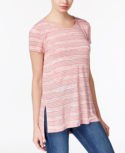 kensie Striped High-Low T-Shirt, A Macy's Exclusive