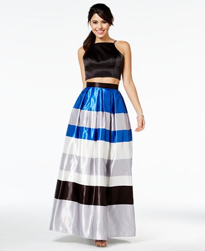 Teeze Me Juniors' Two-Piece Colorblocked Lace-Up Dress, A Macy's Exclusive Style