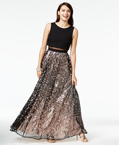 Say Yes to the Prom  Juniors Sequined Illusion Popover 
