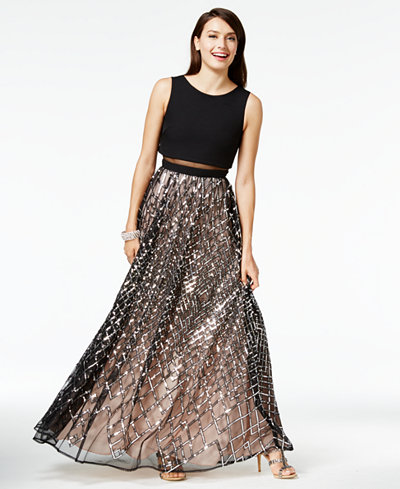 Say Yes to the Prom Juniors' Sequined Illusion Popover Gown, A Macy's ...