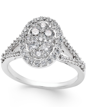 image of Diamond Cluster Halo Engagement Ring (1 ct. t.w.) in 14k White Gold