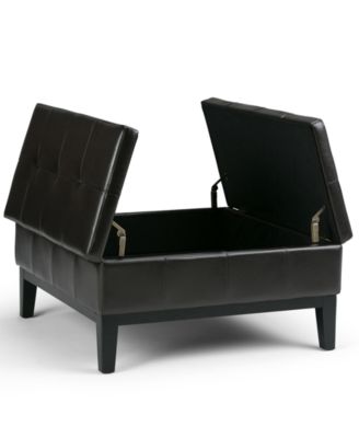 Poway Faux Leather Coffee Table Storage Ottoman