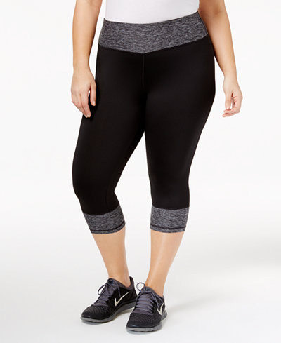 Ideology Plus Size Colorblocked Cropped Leggings, Only at Macy's