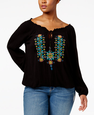 simpson jessica plus peasant embroidered trendy