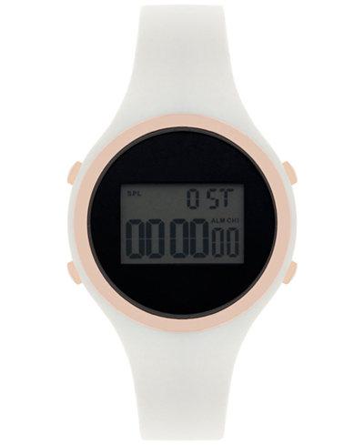 INC International Concepts Women's Digital White Silicone Strap Watch 38mm IN017RGWH, Only at Macy's