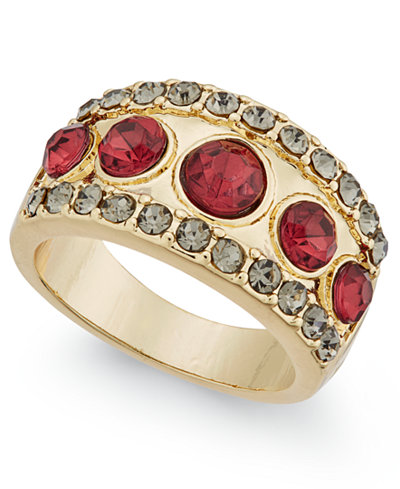 INC International Concepts Gold-Tone Pavé Red Stone Ring, Only at Macy's