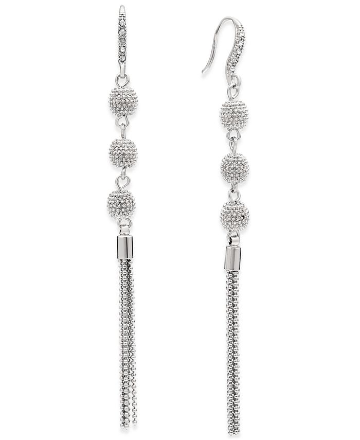 INC International Concepts I.N.C. Pavé Triple Ball Linear Drop Earrings