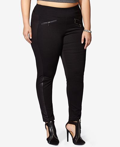 MBLM by Tess Holliday Trendy Plus Size Shimmer Tuxedo Leggings