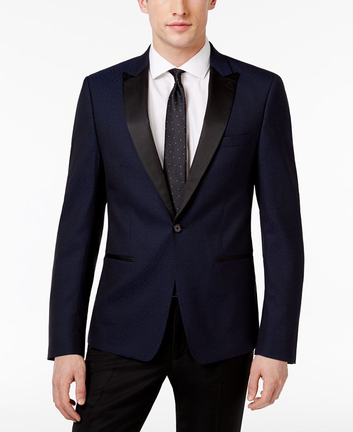 Calvin Klein Men's Slim-Fit Navy Jacquard Dinner Jacket - Macy's
