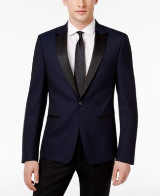 Calvin Klein Men's Slim-Fit Navy Jacquard Dinner Jacket & Reviews ...