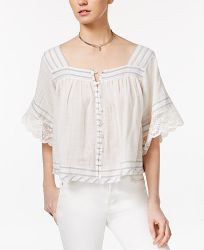 Free People See Saw Crochet-Contrast Top