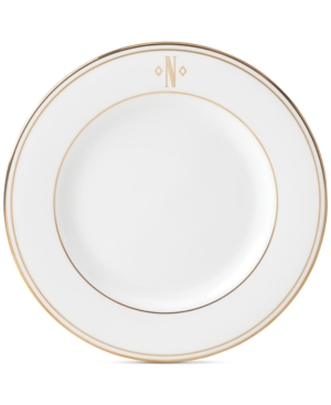 Lenox Federal Gold Monogram Salad Plate Block Letters