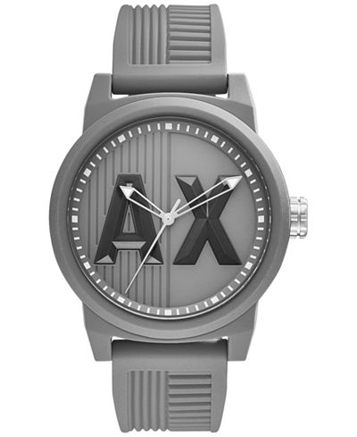 A|X Armani Exchange Men's Gray Silicone Strap Watch 46mm AX1452