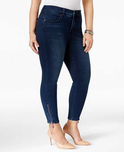 Melissa McCarthy Seven7 Trendy Plus Size Ziggy Wash Zip-Cuff Jeans