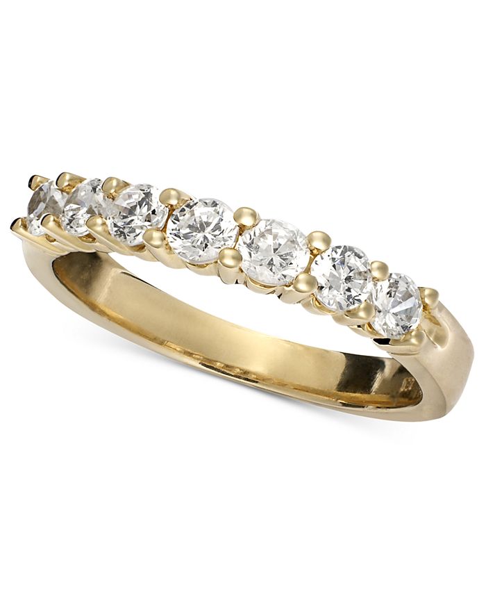 Macy's Seven Diamond Band Ring in 14k Yellow or White Gold (3/4 ct. t.w ...