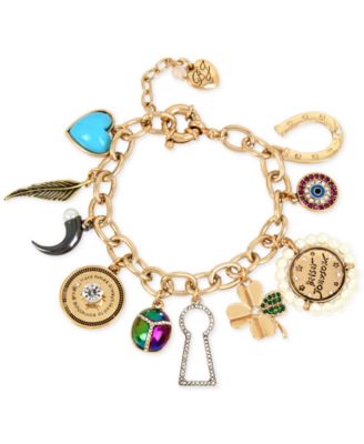 Betsey Johnson Gold-Tone Multi-Charm Bracelet - Macy's