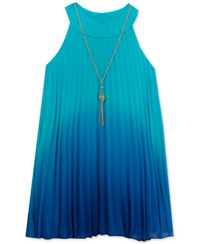 Rare Editions Ombré Shift Dress 7 Necklace Set, Little Girls (2-6X)