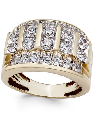 Men's Diamond Elevated Cluster Ring (3 ct. t.w.) in 10k Gold - Rings ...