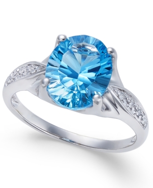 image of Blue Topaz (3 ct. t.w.) and Diamond Accent Ring in 14k White Gold