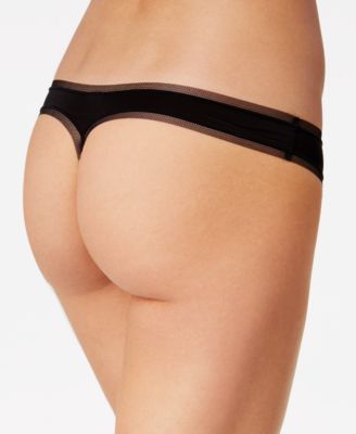 Litewear Low-Rise Mesh-Trim Thong DK5001