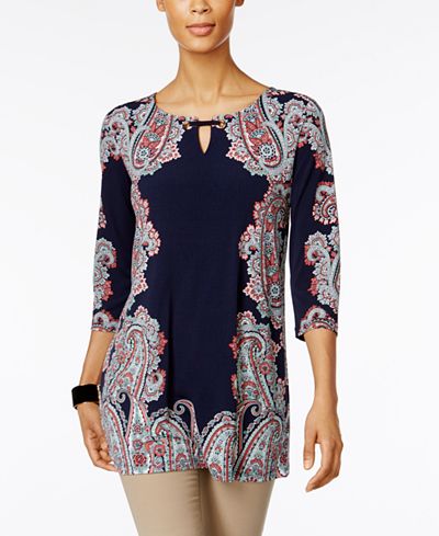 JM Collection Embellished Printed Tunic, Only at Macy's