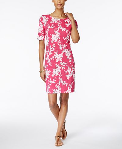 Karen Scott Petite Floral Print T Shirt  Dress  Only at 