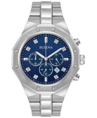 Bulova - Men's Chronograph Diamond Accent Stainless Steel Bracelet Watch 44mm 96D138