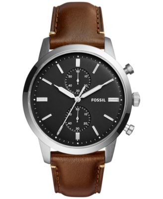 Fossil - Men's Chronograph Townsman Dark Brown Leather Strap Watch 44mm FS5280