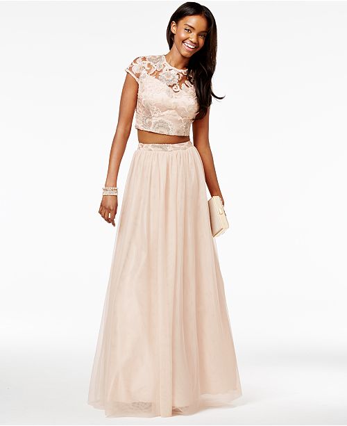 Say Yes to the Prom Juniors&#39; 2-Pc. Sequined Cap-Sleeve Gown, A Macy&#39;s Exclusive & Reviews ...