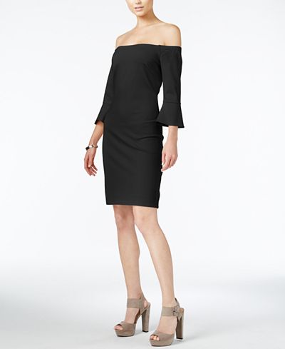 Bar III Off-The-Shoulder Bell-Sleeve Dress, Only at Macy&#39;s - Dresses - Women - Macy&#39;s