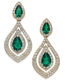 Emerald (1-1/2 ct. t.w.) & Diamond (3/4 ct. t.w.) Drop Earrings in 14k Gold (Also available in Ruby)