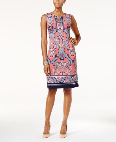 JM Collection Split-Neck Sheath Dress, Only at Macy's