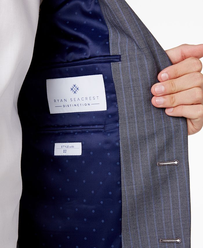 Ryan Seacrest Distinction Men's Blue Color Block Suit Jacket Blue Size 44