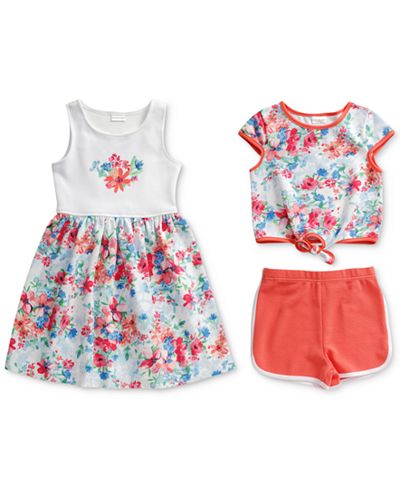 Sweet Heart Rose 3-Pc. Dress, Top & Shorts Set, Little Girls (2-6X)