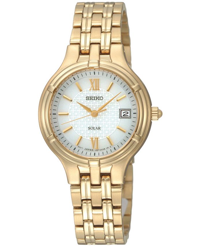Seiko Watch, Women's Gold-Tone Stainless Steel Bracelet 28mm SUT018 ...
