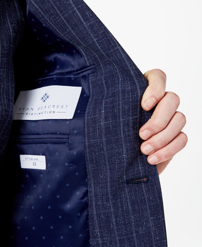 Ryan Seacrest Distinction Mens Slim Fit Stretch Cobalt Shawl Lapel Tuxedo Jacket Blue Size 46