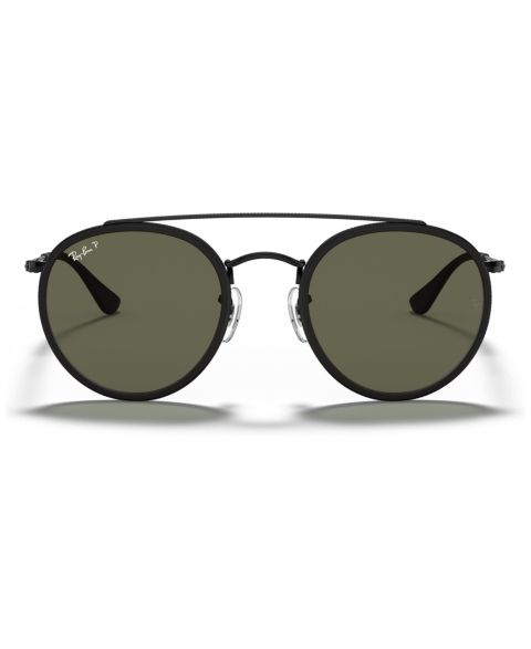 Женские солнцезащитные очки Ray-Ban Polarized Sunglasses, RB3647N Round Double Bridge, цвет: Чёрный / Зелёный