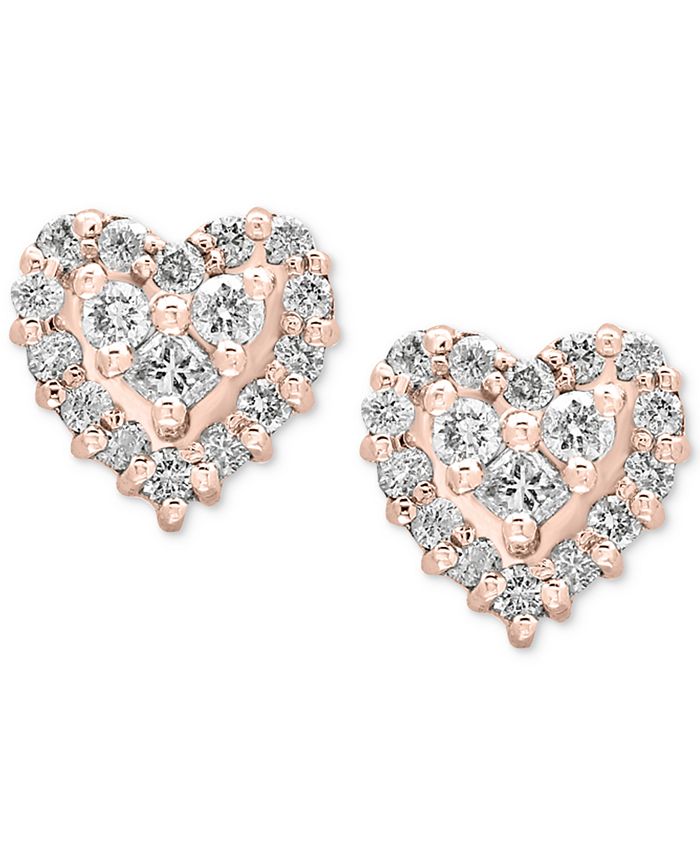 EFFY Collection Pavé Rose by EFFY® Diamond Heart Stud Earrings (1/2 ct ...