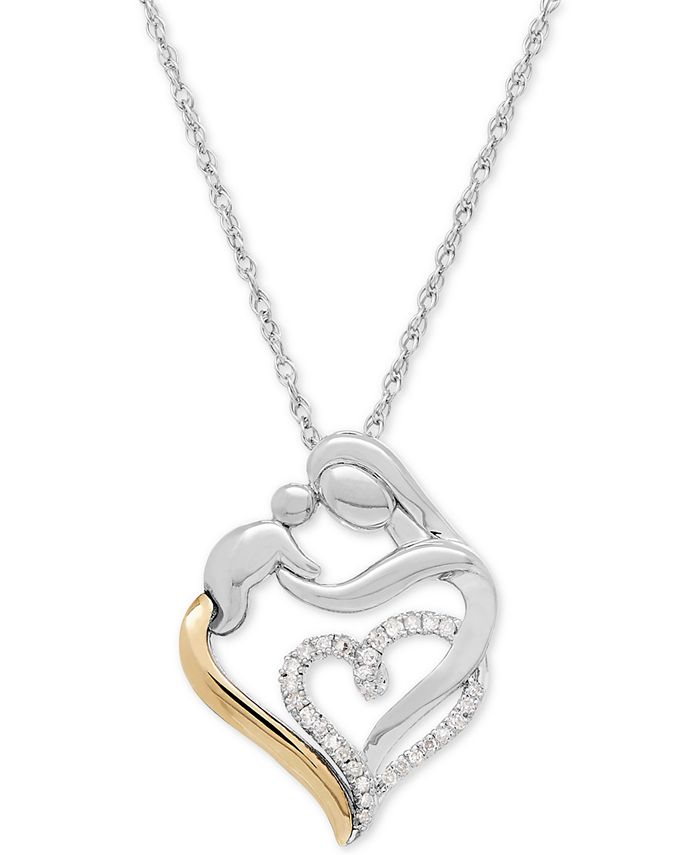 Macy's Diamond Mother and Child Pendant Necklace (1/10 ct. t.w.) in