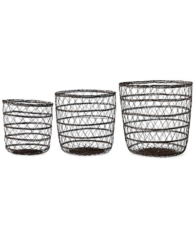 Round Metal Baskets, Set of 3