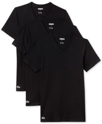 Solid Colors Grey Essentials Slim Fit V-Neck Lacoste 3 Pack Mens T-Shirt