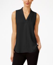 Pleated V-Neck Shell