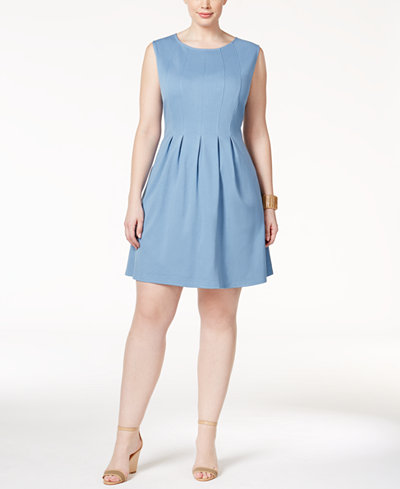 Monteau Trendy Plus Size Pleated A-Line Dress