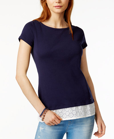 Tommy Hilfiger Cotton Layered-Look T-Shirt, Only at Macy's