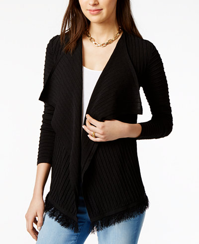 Tommy Hilfiger Open-Front Fringe Cardigan, Only at Macy's