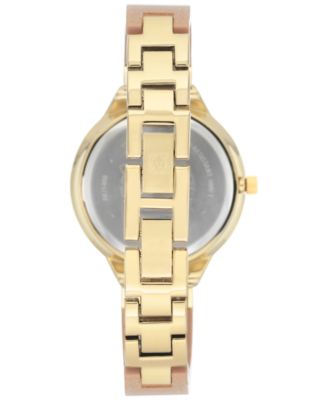 Women's Pink and Gold Shimmer Resin Bangle Bracelet Watch 36mm