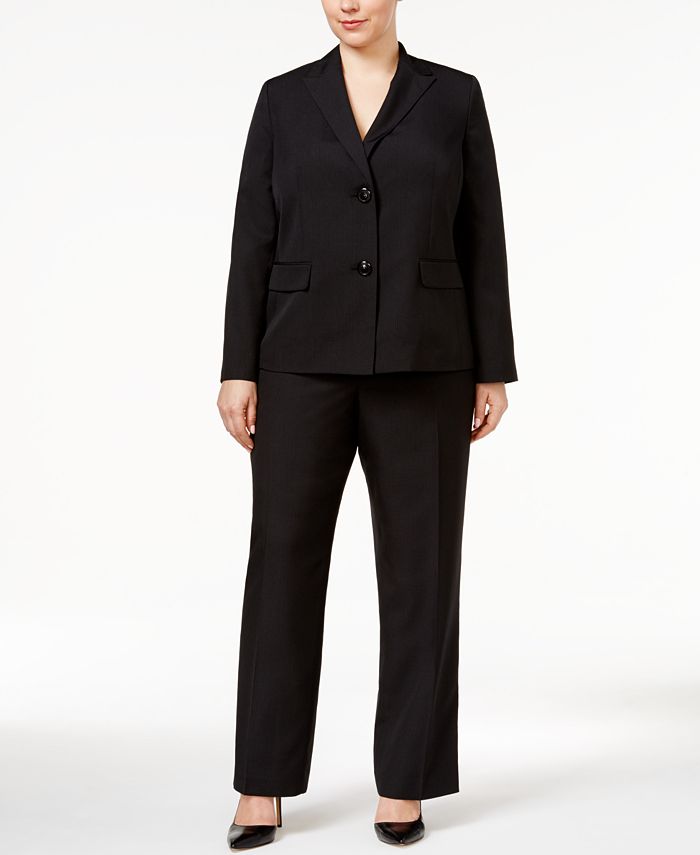 Le Suit Plus Size Tonal Pinstripe Pantsuit - Macy's